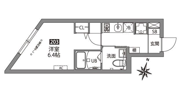 ＦＡＢＲＩＣ中井 203号室 間取り