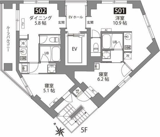 ＦＡＢＲＩＣ東長崎Ｒｅｓｉｄｅｎｃｅ 502号室 間取り