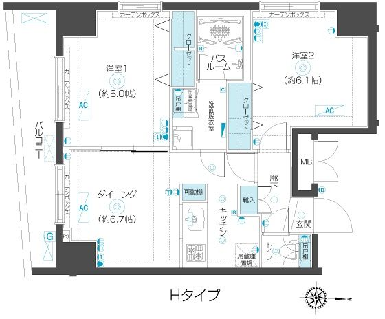 ＺＯＯＭ市谷本村町 1103号室 間取り