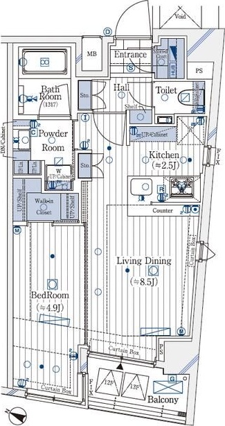 ガリシア新宿Ｎｏｒｔｈ 1204号室 間取り