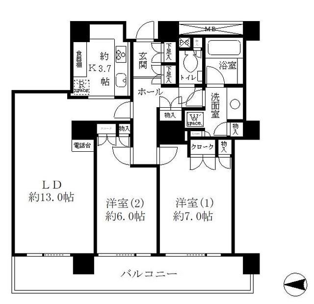 リバーポイントタワー 509号室 間取り