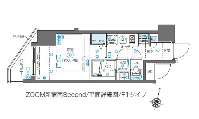 ZOOM新宿南Second 1104号室 間取り