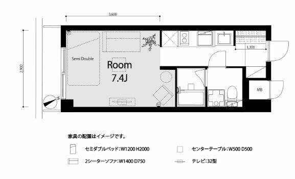 ハイネスロワイヤル 1203号室 間取り