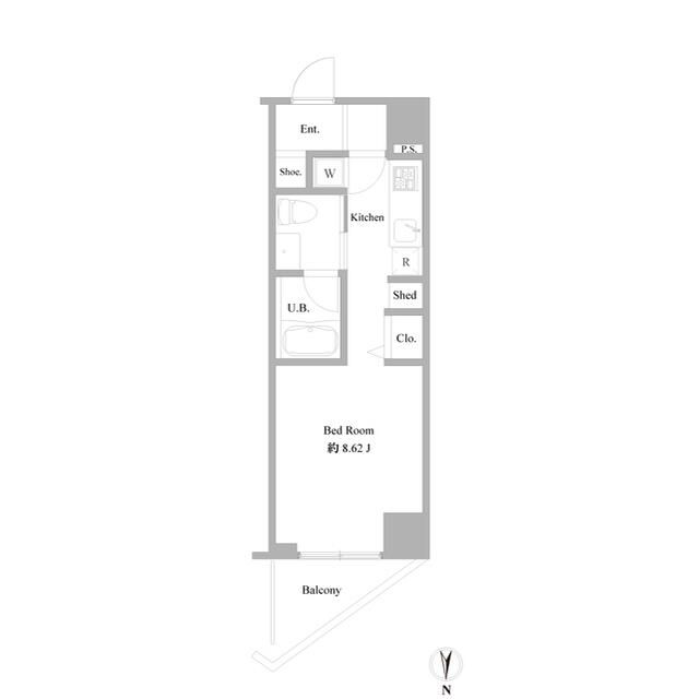 Ｂ　ＣＩＴＹ　ＡＰＡＲＴＭＥＮＴ　ＮＡＫＡＮＯ　ＥＡＳＴ 803号室 間取り