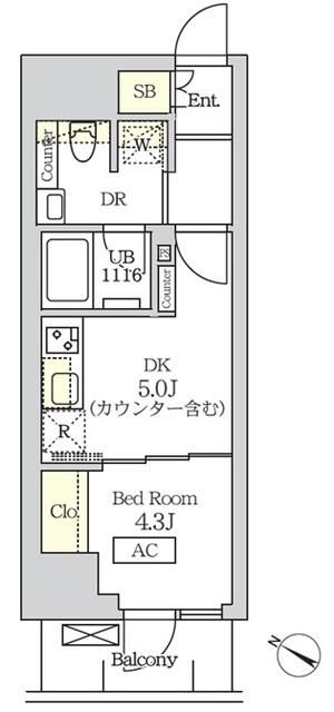 コスモグラシア新宿西早稲田 502号室 間取り