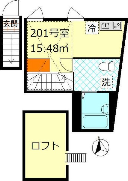 プリームス品川 201号室 間取り