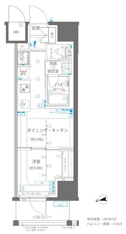 ZOOM浅草WEST 604号室 間取り