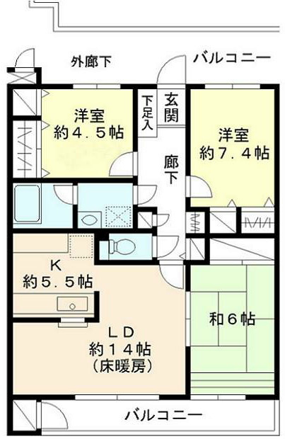 経堂ヒルズ 102号室 間取り