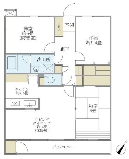 経堂ヒルズ 102号室 間取り