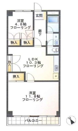 松永マンション 303号室 間取り