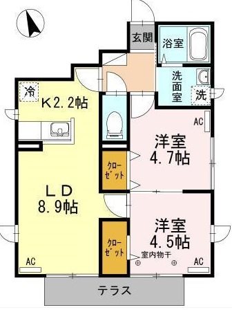 プライムテラス経堂 201号室 間取り