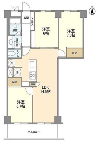 クレスト砧 308号室 間取り