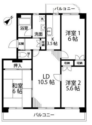 シティハイツ砧 203号室 間取り