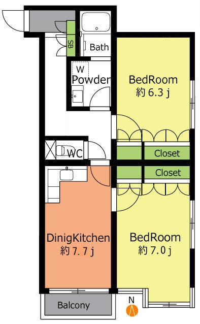 フリューゲルハイム １B号室 間取り