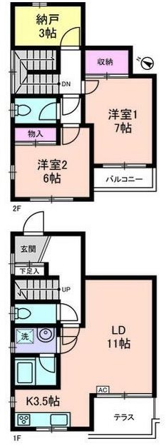 GREEN PARK　B棟  B002号室 間取り