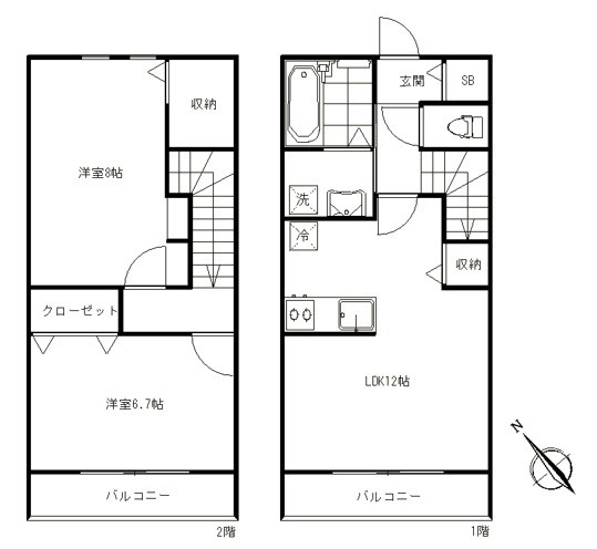 メゾンソレイユ C号室 間取り