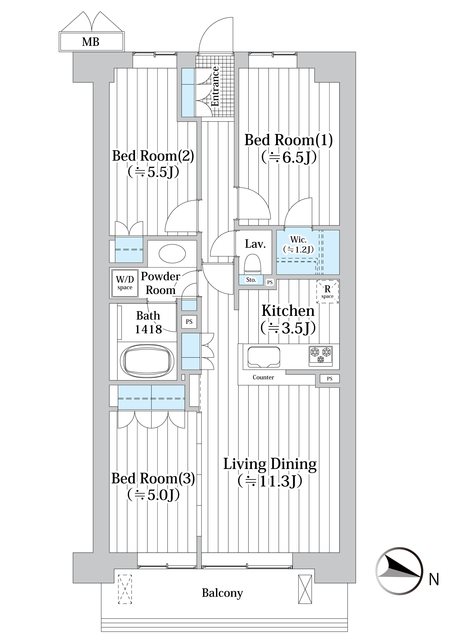 アビティグランデ砧 3207号室 間取り
