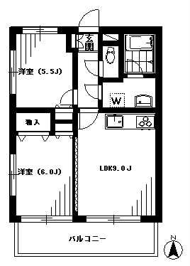 ハイエスト桜丘 102号室 間取り