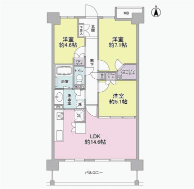 アンビエンテ経堂 505号室 間取り
