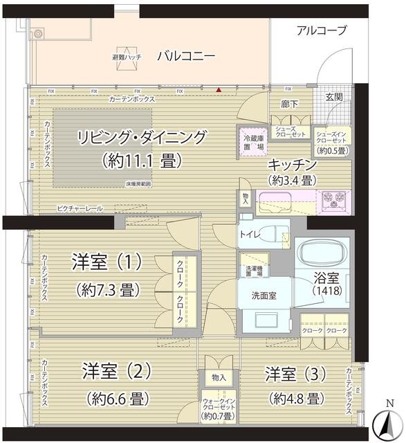 ガーデニエール砧ＷＥＳＴ 725号室 間取り