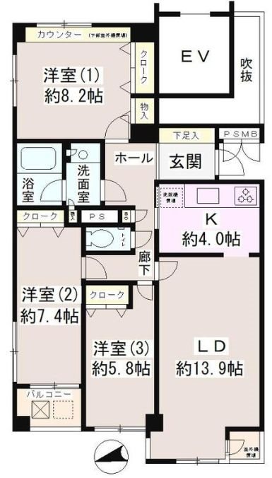 成城ストリームハイツ 408号室 間取り