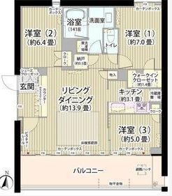 ガーデニエール砧ＷＥＳＴ 1003号室 間取り