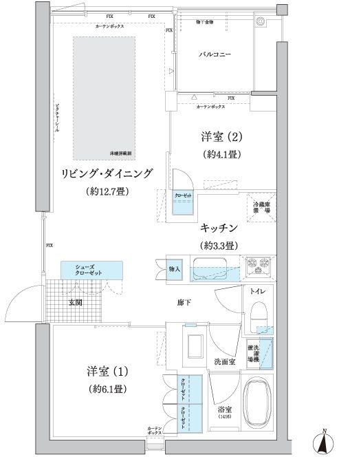 ガーデニエール砧ＷＥＳＴ 518号室 間取り