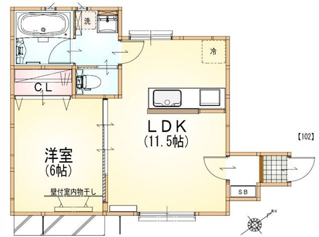 サンライズ経堂 102号室 間取り