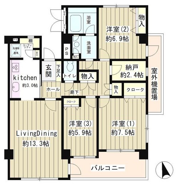 成城ストリームハイツ 101号室 間取り