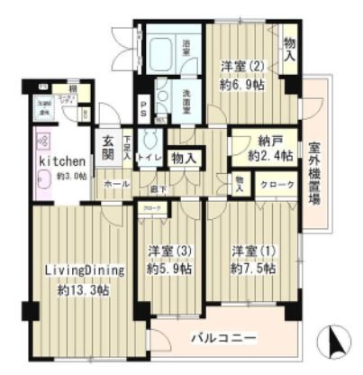 成城ストリームハイツ 101号室 間取り