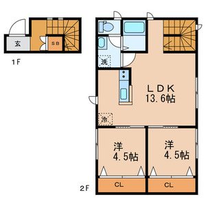 カーサ　クワトロ B号室 間取り