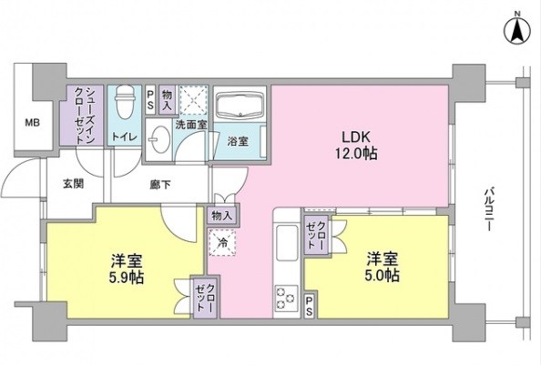 アンビエンテ経堂 709号室 間取り