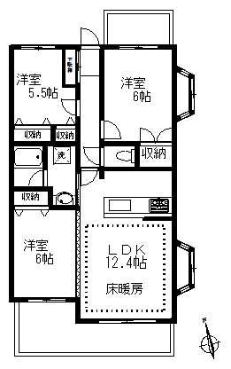 カルム参番館 103号室 間取り