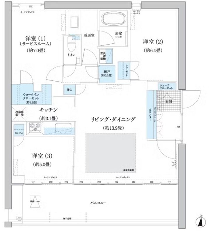 ガーデニエール砧ＷＥＳＴ 202号室 間取り