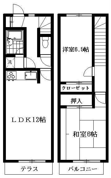 グレーステラス B号室 間取り