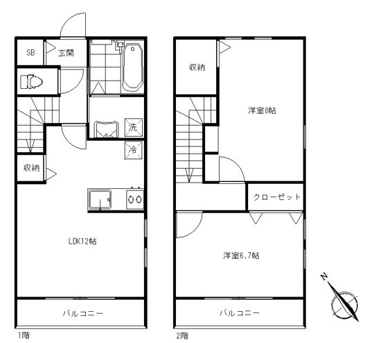 メゾンソレイユ A号室 間取り