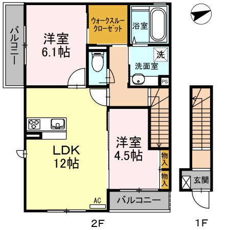 レヴェール砧 201号室 間取り