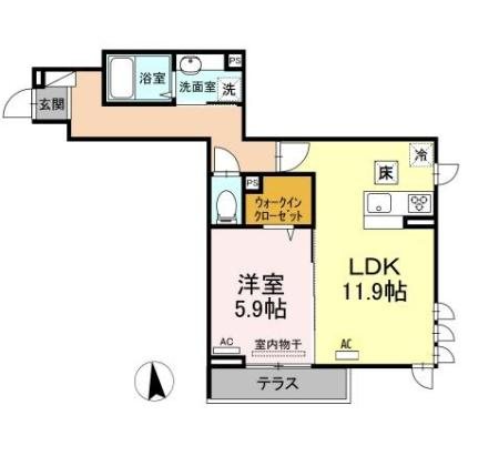 フレシール102 105号室 間取り