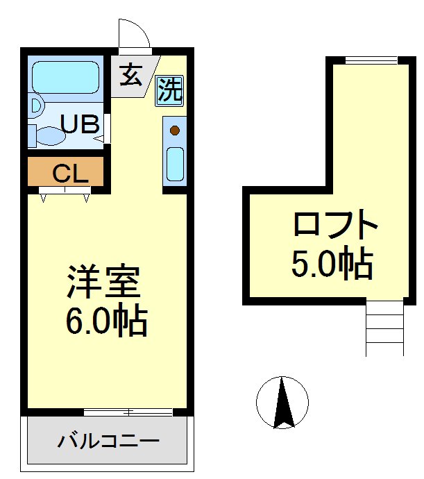 イエスタディ 102号室 間取り