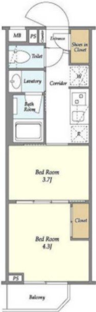 フレシア経堂 209号室 間取り