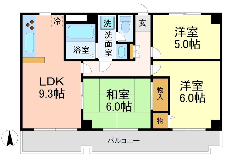 サングレース砧 302号室 間取り