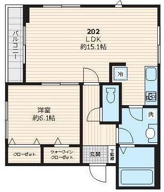 フラワーグレース 202号室 間取り