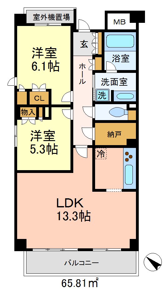 ピュアステージ千歳船橋 107号室 間取り