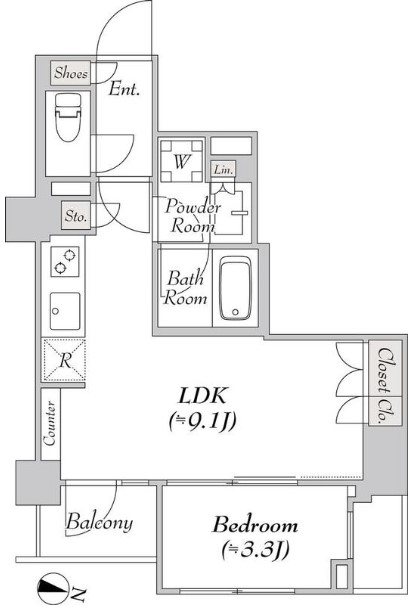 ルミーク千歳船橋 103号室 間取り