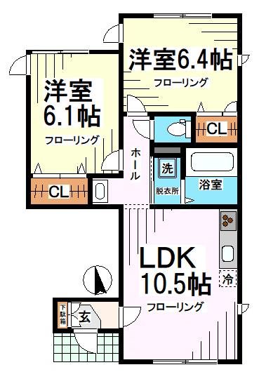 ライズ砧 102号室 間取り