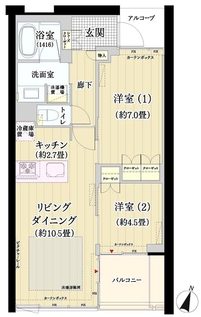 ガーデニエール砧WEST 156号室 間取り