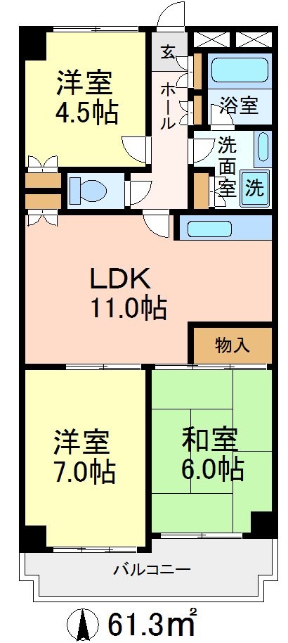 エレガンスチトセ 303号室 間取り