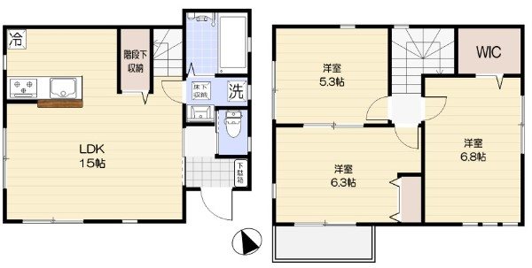 ブルースカイテラス1号棟  A号室 間取り