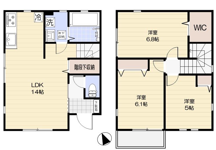 ブルースカイテラス3号棟  F号室 間取り