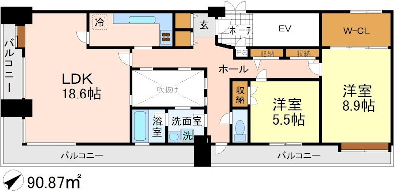 センターハイツ梅ヶ丘 702号室 間取り